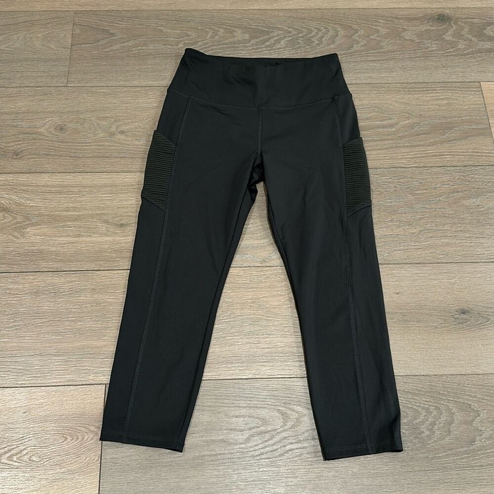 CALI ACTIVE Olive‎ Green Side Pocket Cropped Workout Gym Yoga Capris Size Small